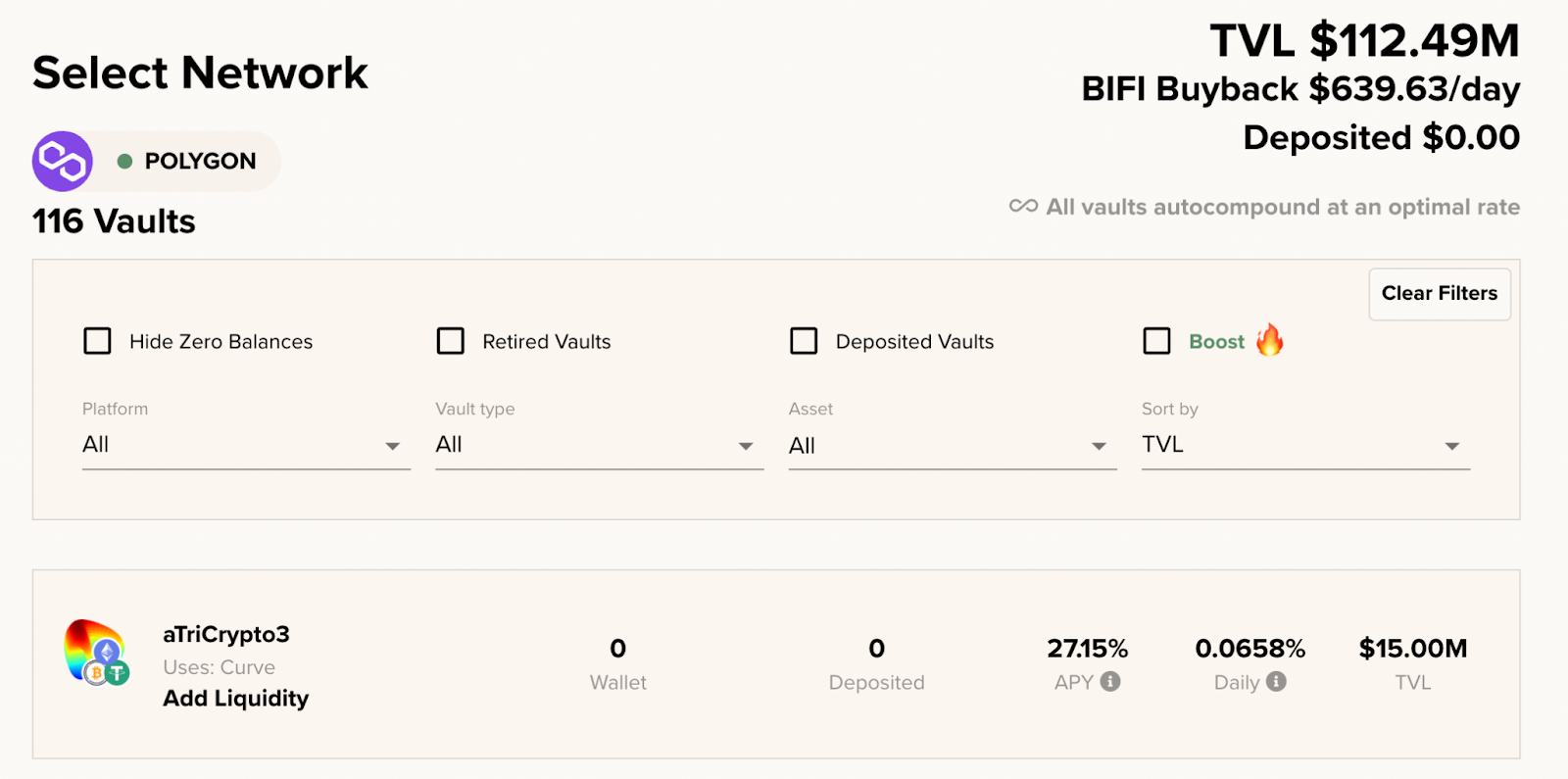 Beefy Finance’s dashboard for tracking yield farming returns